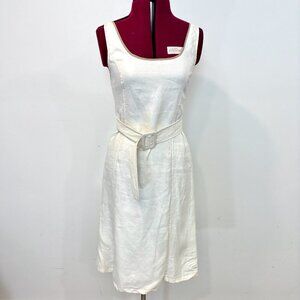 LeComte White 100% Linen Mid Length Dress sz 6